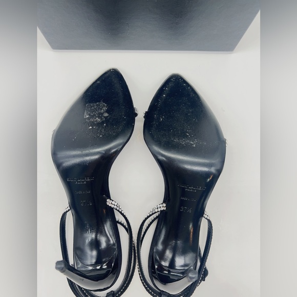 SAINT LAURENT GEORGIA SANDALS IN CREPE SATIN WITH RHINESTONES - Picture 9 of 14